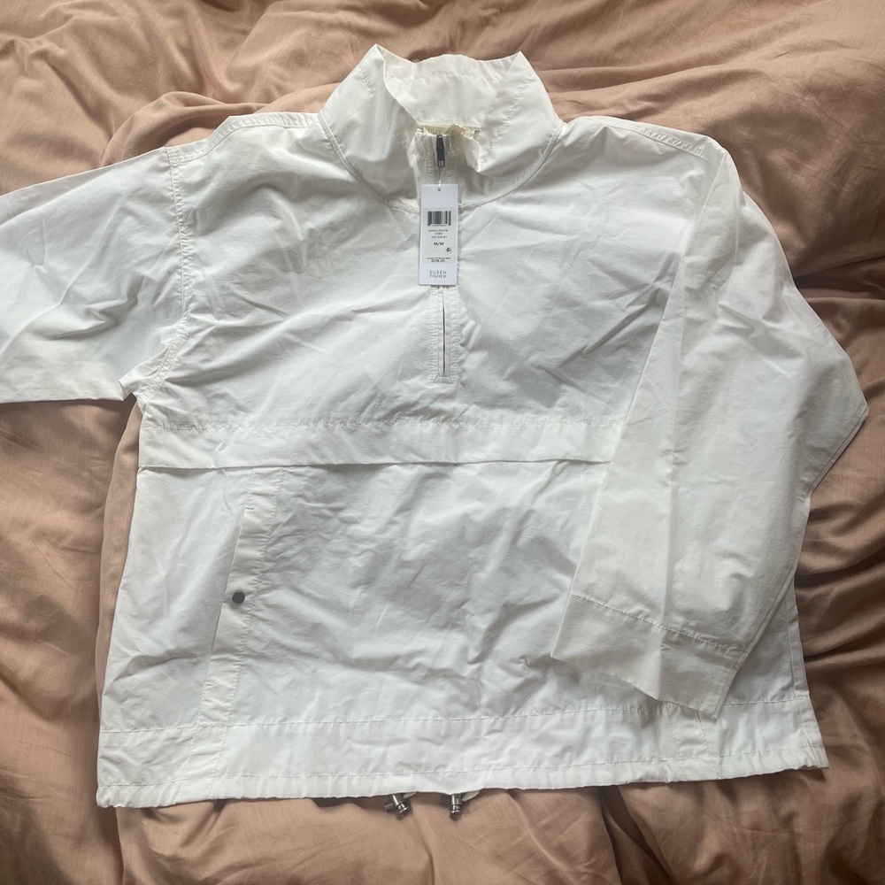 *Tags on* Eileen Fisher White Half-Zip Windbreaker Jacket